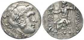 Kingdom of Macedon, Alexander III, 336 – 323 and posthumous issue Chios Tetradrachm circa 210-190, AR 30.5mm., 16.98g. Head of Herakles r., wearing li...