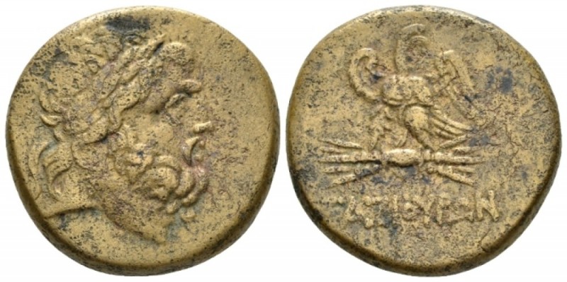 Pontus, Gaziura Bronze circa 100-85, Æ 27.5mm., 19.70g. Laureate head of Zeus r....