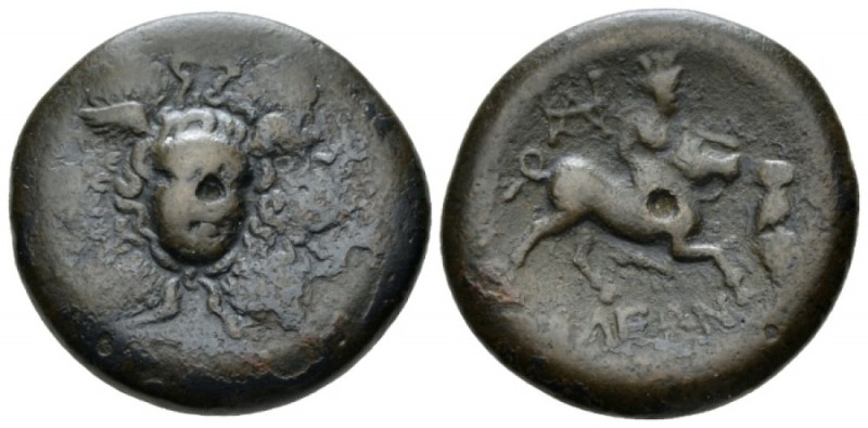Cilicia, Soloi Bronze circa 100-30, Æ 26mm., 13.82g. Winged gorgoneion facing sl...
