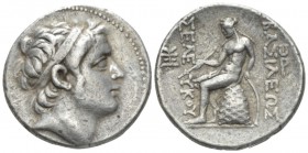The Seleucid Kings, Seleucus III, 226-223 Antioch Tetradrachm circa 225, AR 29.5mm., 16.98g. Diademed head r. Rev. Apollo sitting l. on omphalos set o...