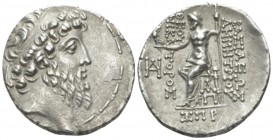 The Seleucid Kings, Demetrius II Nicator second reign, 129-125 BC Damascus Tetradrachm circa 126-125, AR 29mm., 16.38g. Diademed and bearded head r. R...