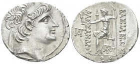The Seleucid Kings, Alexander II Zabinas, 128-122 Damascus Tetradrachm circa 123, AR 29.5mm., 16.36g. Seleucid kings. Alexander Zebina (128-122), Tetr...