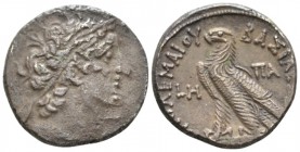 The Ptolemies, Ptolemy IX Soter II, 116-80. Alexandria Tetradrachm circa 107-106, AR 24mm., 13.64g. Diademed bust of Ptolemy r., wearing aegis. Rev. E...