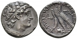 The Ptolemies, Ptolemy XII, 80-51 Alexandria Tetradrachm circa 73-72, AR 25.5mm., 13.22g. Diademed head r., wearing aegis. Rev. Eagle standing l. on t...