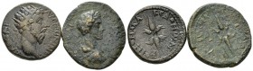 Macedonia, Koinon Marcus Aurelius, 161-180 Lot of two bronzes 161-180, Æ 23.5mm., 25.21g. Radiate head r. Rev. KOINON MAKEDONΩN Thunderbold. SNG Cop. ...
