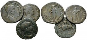 Thrace, Hadrianopolis Caracalla, 198-217 Lot of three bronzes 198-217, Æ 26.5mm., 34.35g. Laureate head r. Rev. Apollo standing l., sacrificing from p...