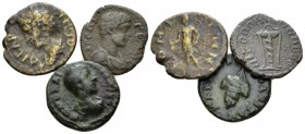 Moesia, Marcianopolis Geta, 209-212 Lot of three bronzes circa 198-201, Æ 20mm., 8.22g. Lot of three bronzes: Diadumenian, Marcianopolis; Geta, Nicopo...