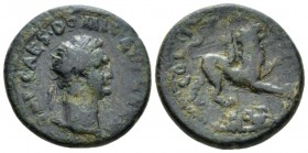 Corinthia, Corinth Domitian, 81-96 Bronze circa 81-96, Æ 21.5mm., 7.85g. Laureate head r. Rev. Chimera advancing r. BCD Corinth 533 (this coin). RPC 1...