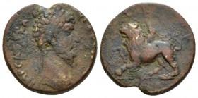 Corinthia, Corinth Lucius Verus, 161-169 Bronze circa 161-169, Æ 20mm., 5.65g. Laureate head r. Rev. Chimera advancing l. BCD Corinth 771 (tis coin). ...