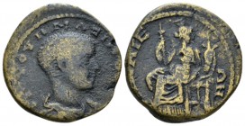 Bithynia, Nicaea Maximus Caesar, 235-238 Bronze circa 235, Æ 23.5mm., 6.31g. Bare-heade and draped bust r. Rev. Nicaea seated l., head r.; holding cor...