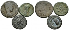 Bithynia, Nicaea Marcus Aurelius, 161-180 Lot of three bronzes circa 161-235, Æ 18mm., 10.02g. Lot of two bronzes: M. Aurelius, Geta and S. Alexander....