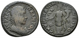 Ionia, Smyrne Pseudo-autonomous issue. Bronze circa 238-244 Time of Gordian III, Æ 24.5mm., 6.03g. IEPA CV – NKΛHTOC Bust of Senate r. Rev. CMVP – NAI...