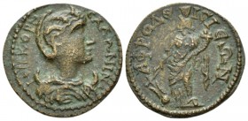 Caria, Aphrodisias Salonina, wife of Gallienus Bronze circa 235-268, Æ 23mm., 5.32g. IOVKOPN CA – ΛΩNINA Bust r., wearing stephane; behind, crescent. ...