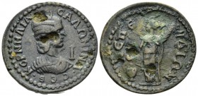 Pamphilia, Aspendus Salonina, wife of Gallienus 10 Assaria circa 254-268, Æ 30.5mm., 20.15g. Diademed and draped bust r. Rev. Themis, standing facing ...
