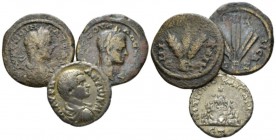 Cappadocia, Caesarea Severus Alexander, 222-235 Lot of three bronzes and and one drachm 222-235, Æ 20mm., 14.72g. AYT CEOYHP ALEΞΑΝΔ Laureate head r. ...
