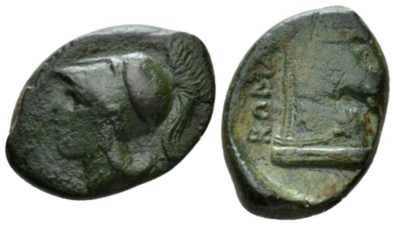 Half unit Neapolis after 276, Æ 16.5mm., 5.23g. Helmeted head of Minerva l. Rev....