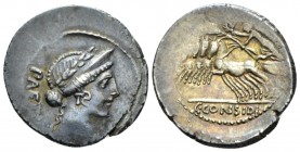 Denarius circa, AR 21mm., 3.66g. T. Considius Paetus. Denarius 46, AR 3.97 g. PAETI Laureate and diademed head of Venus r. Rev. Victory in prancing qu...