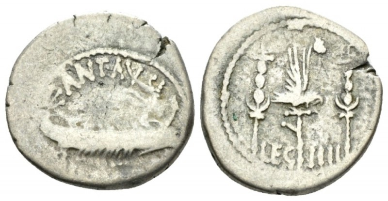 Marcus Antonius. Denarius mint moving with M. Antony 32-31, AR 18mm., 3.59g. ANT...