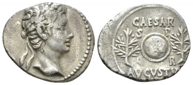 Octavian as Augustus, 27 BC – 14 AD Denarius Caesaraugusta (?) circa 19-18, AR 1...