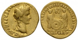 Octavian as Augustus, 27 BC – 14 AD Aureus Lugdunum circa 2BC-4AD, AV 20mm., 7.80g. Laureate head r. Rev. Caius and Lucius standing facing. C 42. RIC ...
