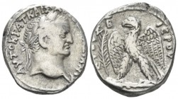 Vespasian, 69-79 Tetradrachm circa 71-72, AR 23.5mm., 15.15g. Laureate head r. Rev.Eagle standing l. on thunderbolt with spread wings, in front, palm-...