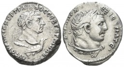 Trajan, 98-117 Tetradrachm circa 103-111, AR 23.5mm., 14.46g. Laureate head of Trajan r., supported by eagle standing r.; below neck, club. Rev. Laure...
