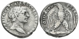 Trajan, 98-117 Tetradrachm Antioch circa 110-111, AR 23.5mm., 14.16g. Laureate head r. Rev. Eagle standing facing on club l., head l., with wings spre...