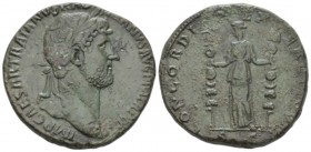 Hadrian, 117-138 Sestertius circa 119-121, Æ 33mm., 23.65g. Hadrian, 117 – 138. Rome 119-121, Æ 32mm, 23.65g. Laureate head r. Rev. Concordia standing...