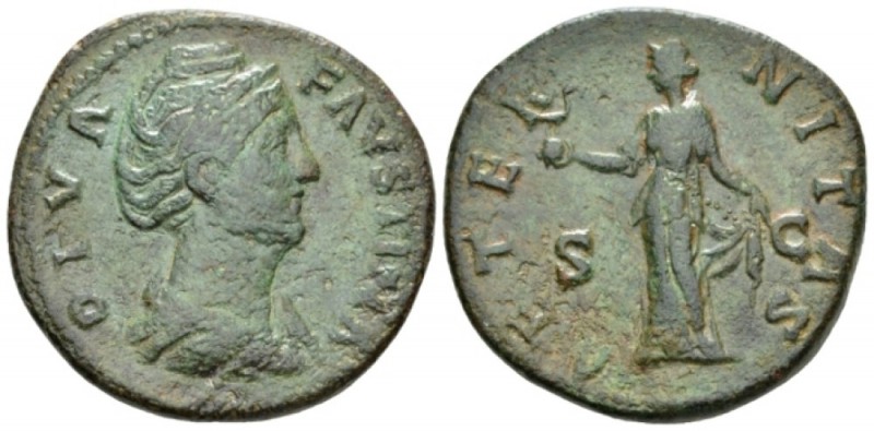 Diva Faustina Sestertius circa 146-161, Æ 32mm., 24.90g. Draped bust r. Rev. Aet...