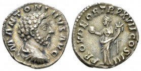 Marcus Aurelius, 161-180 Denarius circa 162-163, AR 17mm., 3.27g. Marcus Aurelius, 161-180. Denarius Rome 162-163, AR 16mm, 3.27g. Bare head r. Rev. P...