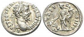 Septimius Severus, 193-211 Denarius circa 197, AR 30mm., 2.87g. Laureate head r. Rev. Fortuna standing l., holding rudder on globus and cornucopia. RI...