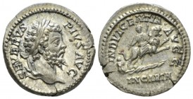 Septimius Severus, 193-211 Denarius circa 202-210, AR 19.5mm., 3.65g. Laureate head r. Rev. Dea Caelestis, head r., riding lion r., holding thunderbol...