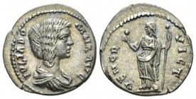 Julia Domna, wife of Septimius Severus Denarius Emesa circa 193-196, AR 18.5mm., 2.77g. Draped bust r. Rev. Venus standing l., holding globe and scept...