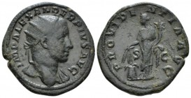 Severus Alexander, 222-235 Dupondius circa 231-235, Æ 25.5mm., 12.34g. Radiate head r., slight drapery on far shoulder. Rev. Providentia standing faci...