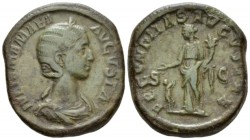 Julia Mamaea, mother of Severus Alexander Sestertius circa 222-235, Æ 31mm., 17.03g. Diademed and draped bust r. Rev. Fecunditas standing l., holding ...