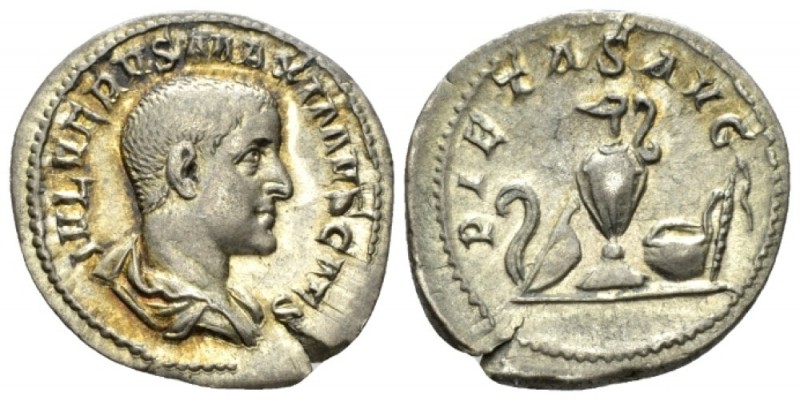 Maximus Caesar, 235-238 Denarius ate 235-early 236, AR 21mm., 2.51g. Bare-headed...