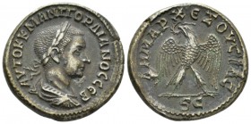 Gordian III, 238-244 Tetradrachm Antioch circa 240, AR 24.5mm., 12.35g. Laureate, draped, and cuirassed bust r. Rev. Eagle standing facing, head l., w...