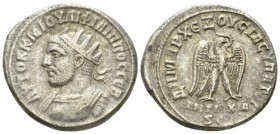 Philip I, 244-249 Tetradrachm Antioch circa 249, AR 27mm., 11.23g. Radiate and cuirassed bust l. Rev. Eagle standing r., with wings spread, holding wr...