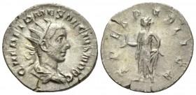 Herennius Etruscus Caesar, 250-251 Antonianus circa 250-251, AR 19.5mm., 3.14g. Radiate and draped bust r. Rev. Spes advancing l., holding flower in r...