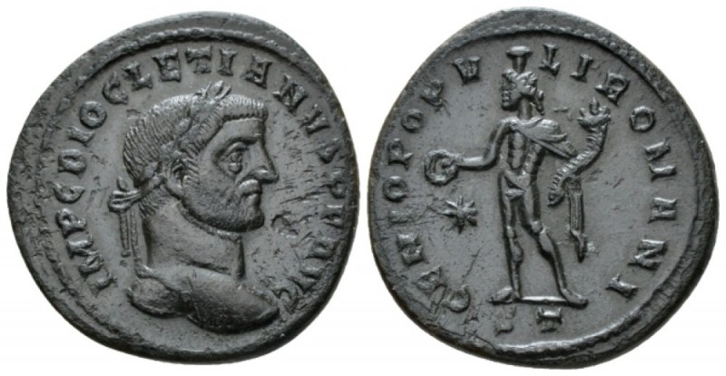 Diocletian, 284-305 Follis Ticinum 296-297, Æ 26.5mm., 7.90g. Laureate head r. R...