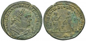 Maximianus Herculius, first reign 286-305 Follis Aquileia circa 305-306, Æ 24.5mm., 8.51g. Laureate bust r. wearing imperial mantle. Rev. Providentia ...