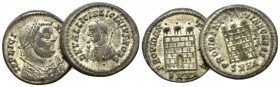 Licinius, 308-324 Lot of two Follis Heraclea 318-320, billon 19mm., 7.00g. Licinius I, Heraclea circa 318-320. RIC 48. C 146. and Licinius II 317-324,...