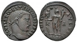 Constantine I, 307-337 Follis Alexandria circa 312, Æ 20.5mm., 4.38g. Laureate head r. Rev. Genius standing l., holding bust of Serapis and cornucopia...