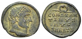 Constantine I, 307-337 Follis circa 324-325, Æ 19mm., 1.69g. Laureate head r. Rev. Legend in four lines; wreath above, and SMANTB and pellet below. RI...