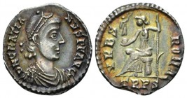 Gratian, 367-383 Siliqua Treveri circa 378-383, AR 18.5mm., 1.91g. Gratian, 367 – 383. , 378-383, AR 17mm, 1.91 g. Pearl-diademed, draped and cuirasse...