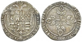 Barcelona, Charles I, 1516-1556 3 Reales 1535, AR 29mm., 6.56g. KAROLVS· V· IMPERAT. Rev. *HISPANIARVM (--) VTRIVSQ3 SICILIE· R. 3 reales issued for t...
