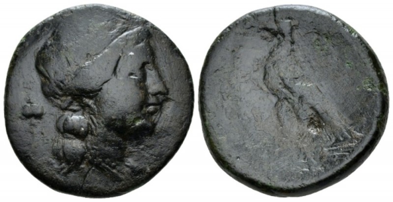 Bruttium, Locri Bronze circa 350-275, Æ 26.5mm., 12.39g. Head of Persephone r.; ...