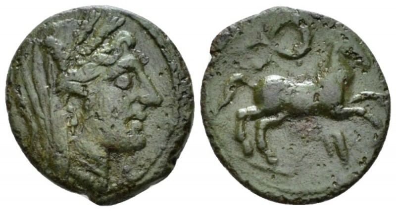 Sicily, Punic occupation Morgantina Half Unit circa 212-211, Æ 18mm., 4.14g. Vei...