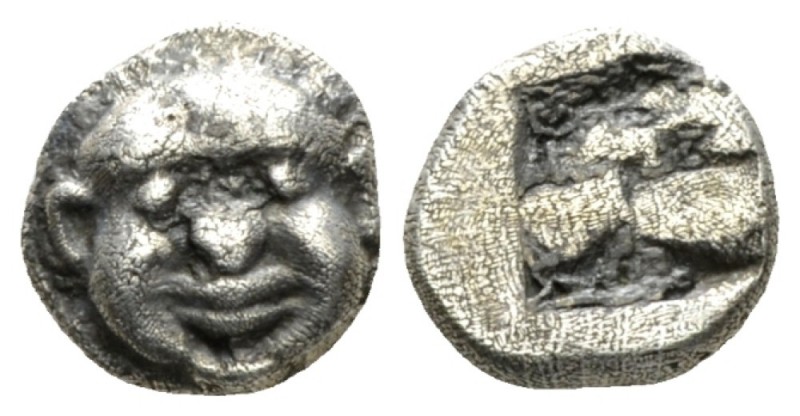 Macedonia, Neapolis Trihemiobol circa 500-480, AR 8mm., 0.94g. Gorgoneion. Rev. ...