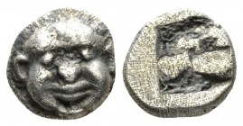 Macedonia, Neapolis Trihemiobol circa 500-480, AR 8mm., 0.94g. Gorgoneion. Rev. Quadripartite incuse square. SNG ANS 424. Weber 1806.

Toned. Very F...